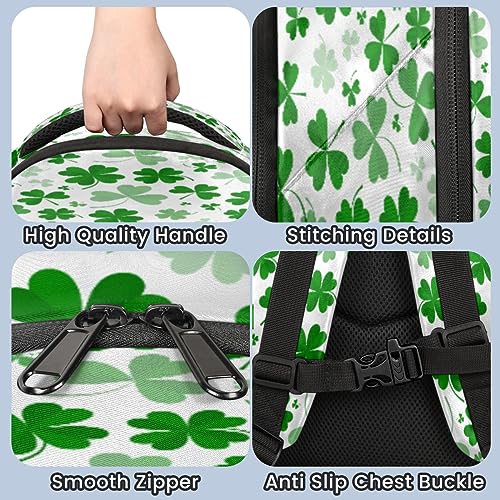 GzLeyigou Patricks Shamrock Clover School Backpacks for Boys Girls Happy St Patrick Day BookBag for Teen Girls Travel Schoolbag for Boys Girls Middle High school Bookbags