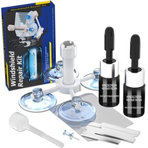 arriono windshield repair kit, windshield crack repair kit, automotive glass repair kit with 2 bottles of resin, windshield repair kit for chips and cracks quick fix for chips, star-shaped, bulls-eye