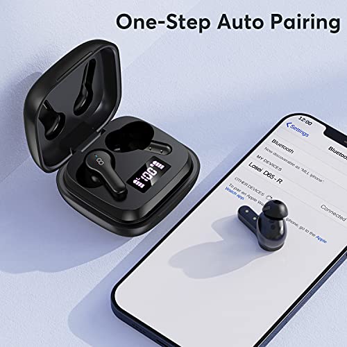 Losei Bluetooth Headphones, 4-Mics Call Noise Canceling Wireless Earbuds, 30 Hours IPX7 Waterproof Earphones, TWS in Ear Headset with Power Display & Wireless Charging Case for Sports/Music