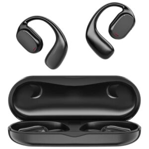 falowy open ear wireless headphones bluetooth 5.3 air conduction earbuds built-in mic waterproof earbuds led power display hifi stereo sound earphones sport cycling workouts running black gt-27-0727