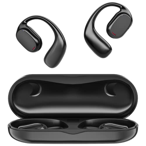 Falowy Open Ear Wireless Headphones Bluetooth 5.3 Air Conduction Earbuds Built-in Mic Waterproof Earbuds LED Power Display HiFi Stereo Sound Earphones Sport Cycling Workouts Running Black GT-27-0727