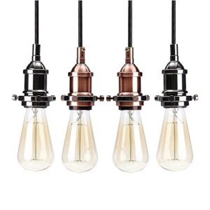 HQTS Vintage Pendant Light Kit, E26 E27 Lamp Socket Retro Pendant Light Cord, Mini Ceiling Pendant Light, Adjustable DIY for Kitchen Bedroom Bar Cafe (1X Pendant Light Kit)