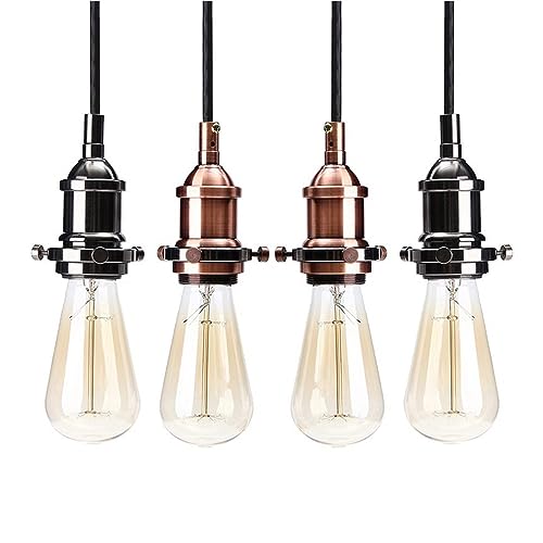 HQTS Vintage Pendant Light Kit, E26 E27 Lamp Socket Retro Pendant Light Cord, Mini Ceiling Pendant Light, Adjustable DIY for Kitchen Bedroom Bar Cafe (1X Pendant Light Kit)