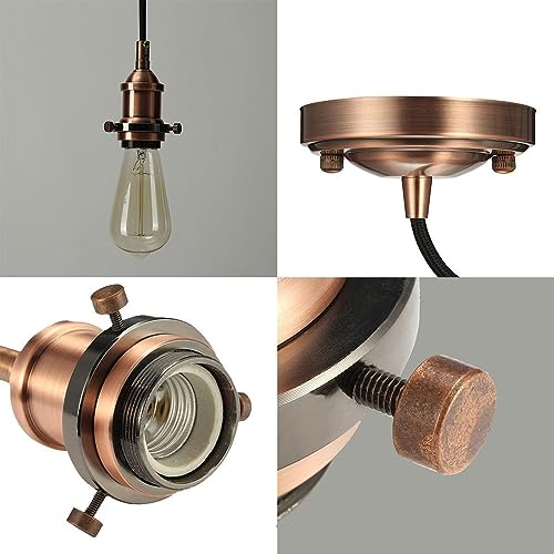 HQTS Vintage Pendant Light Kit, E26 E27 Lamp Socket Retro Pendant Light Cord, Mini Ceiling Pendant Light, Adjustable DIY for Kitchen Bedroom Bar Cafe (1X Pendant Light Kit)