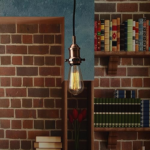 HQTS Vintage Pendant Light Kit, E26 E27 Lamp Socket Retro Pendant Light Cord, Mini Ceiling Pendant Light, Adjustable DIY for Kitchen Bedroom Bar Cafe (1X Pendant Light Kit)