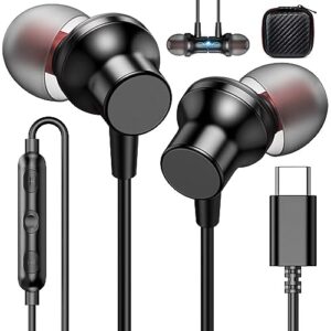 usb c headphones wired earbuds for iphone 15 pro max samsung z flip 5 4 fold galaxy tab s9 ultra s23 fe magnetic in-ear noise canceling type c earphone microphone volume control for ipad air pixel 8
