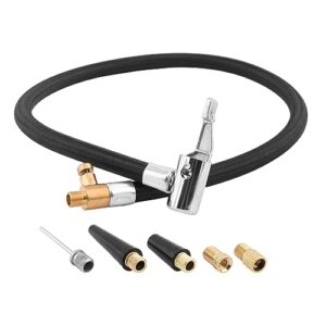 1 pc tire inflator hose-60cm, fine thread air pump hose lengthened with valve adaptors flexible for car bicycle tire pump's hose(main black)
