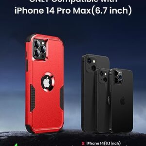 Scutum Designed for iPhone 14 Pro Max Case,[10 FT Military Grade Drop Protection] with [Screen Protector], 3 in 1 Non-Slip Heavy Duty Shockproof Phone Case,6.1 Inch, Red