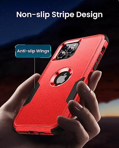 Scutum Designed for iPhone 14 Pro Max Case,[10 FT Military Grade Drop Protection] with [Screen Protector], 3 in 1 Non-Slip Heavy Duty Shockproof Phone Case,6.1 Inch, Red