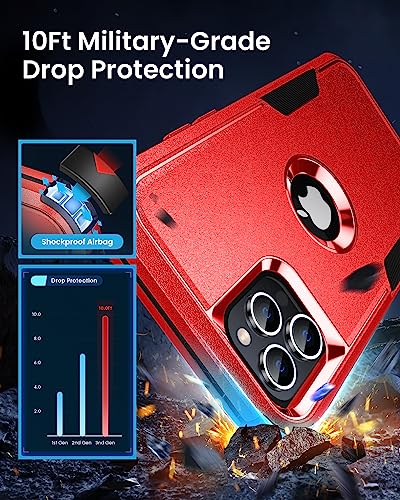 Scutum Designed for iPhone 14 Pro Max Case,[10 FT Military Grade Drop Protection] with [Screen Protector], 3 in 1 Non-Slip Heavy Duty Shockproof Phone Case,6.1 Inch, Red