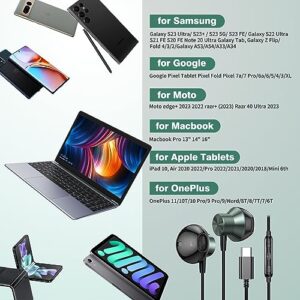 USB C Headphones for Samsung S23 FE iPhone 15 Pro Wired Earbuds with Mic Noise Isolation Type C Earphones Wired Headphones for Google Pixel 8 Pro 6a OnePlus Galaxy Z Flip Fold 5 S22 S21 S20 Note 20