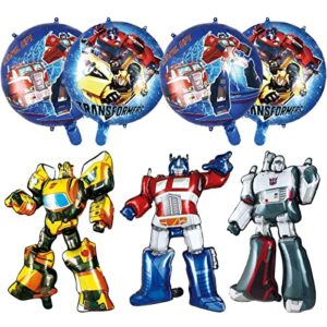 7 pcs cartoon robot balloon party supplies foil balloons for kids birthday party decorations.