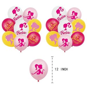 Birthday Party Supplies for Barbie, babi Party Decorations Include Happy Birthday Banner, Cake Topper, Cupcake Toppers, Latex Balloons.