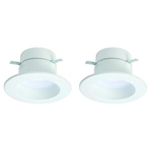 halo rl 4 in. white integrated led recessed ceiling light trim at selectable cct (2700k-5000k), extra brightness (915 lumens) (pack of 2)