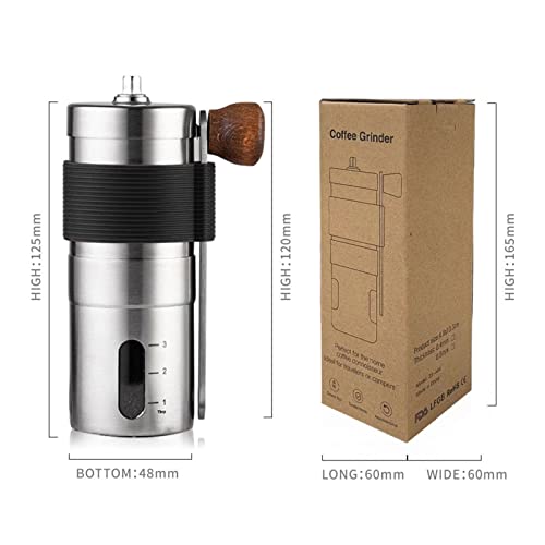 HOHXFYP Manual Coffee Grinder, Adjustable Portable Coffee Grinder, Durable Stainless Steel Coffee Bean Grinder for Office Home Traveling Camping