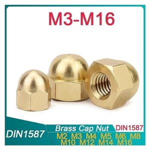 M3 M4 M5 M6 M8 M10 M12 M14 M16 Brass Cap Hex Nuts Decorative Dome Head Cover Semicircle Acorn Nut (Size : M8 (5pcs))