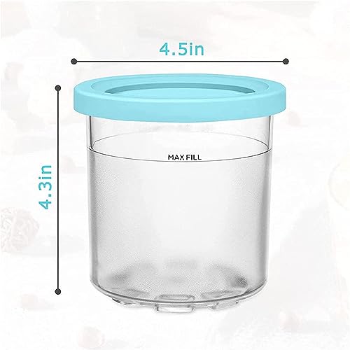 VRINO Creami Pints and Lids, for Ninja Creami Containers 4 Pack,16 OZ Ice Cream Pints Cup Bpa-Free,Dishwasher Safe Compatible NC301 NC300 NC299AMZ Series Ice Cream Maker
