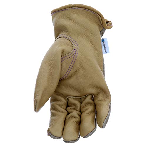 Miracle-Gro MG86006 Aqua Armor Cow Grain Palm Gloves - [1 Pair, Medium/Large] Women Gloves with Shirred Elastic (Pack of 2)