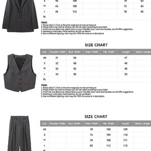 Women Front Darts Side Pockets Straight Pants Vintage High Waist Zipper Fly Female Trousers S