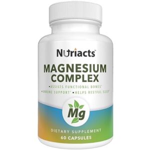 nutriacts magnesium complex 60 capsules: 4-in-1 energy, mood, sleep, digestive support with aquamin - gentle to stomach, high absorption formula for optimal health - magnesium 500mg