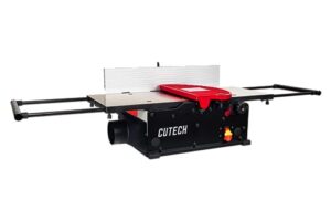 cutech 401120hi 12-inch spiral cutterhead benchtop jointer with cast iron tables, 24 tungsten carbide inserts, extra long 24" fence, additional fence brackets and a 12-amp motor