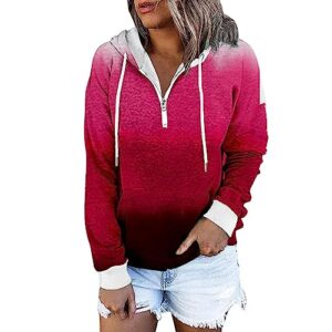 women's printed fashion casual long sleeved zippered tie hat sweater womens sweatshirt coat (hot pink, m)