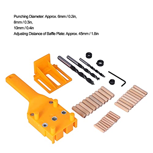 Handheld Dowel Jig Kit Hole Punch with Metal Ring Aperture Quick Wood Doweling Jigs ABS for Woodworkers Orange
