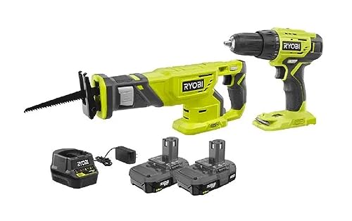 RYOBI 18V ONE+ Lithium-Ion Cordless 1/2-inch Drill/Driver and Reciprocating Saw Kit