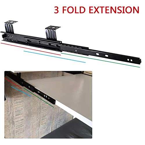 2 Pcs Heavy Duty Ball Bearing Slides Under Desk Keyboard Tray Runners 12inch - with Screws - Hanging Mount, 3-Sections Extension Rails Computer Slides Keyboard Drawer Slides