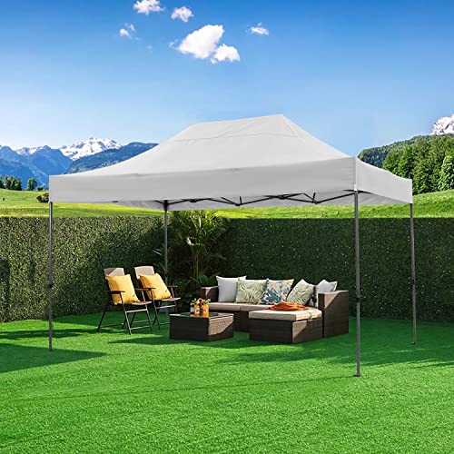 COBIZI 10x15 Pop up Canopy Gazebo 3.0, Easy up Heavy Duty Canopy with 4 Removable Sidewalls, High Stability, All Weather Sunshade 100% Waterproof Outdoor Canopy Tents, White