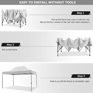 COBIZI 10x15 Pop up Canopy Gazebo 3.0, Easy up Heavy Duty Canopy with 4 Removable Sidewalls, High Stability, All Weather Sunshade 100% Waterproof Outdoor Canopy Tents, White