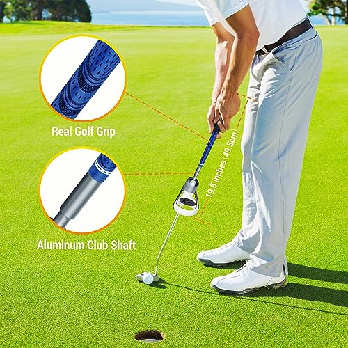 ZHGM VR Golf Club Attachment for Oculus Quest 2/ Meta Quest 2, Aluminum Golf Club Handle Accessory with Realistic Rubber Grip& 2 Straps, 1: 1 Molded Controller Cup, Blue