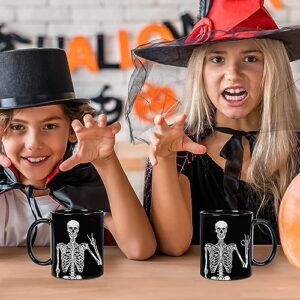 Whaline 2Pcs Halloween Mug Set 12oz Skeleton Holiday Coffee Mugs Halloween Ceramic Drinking Mugs for Home School Office Table Centerpieces Housewarming Gift