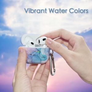 OLEBAND Airpod 3rd Generation Case(2021) with Pattern,Hard Cover,Anti-Slip Case,Compatible for Apple Air pod Case 3rd Gen,for Women and Girls,Watercolor Marble