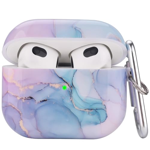 OLEBAND Airpod 3rd Generation Case(2021) with Pattern,Hard Cover,Anti-Slip Case,Compatible for Apple Air pod Case 3rd Gen,for Women and Girls,Watercolor Marble