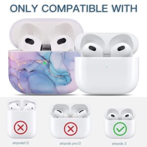 OLEBAND Airpod 3rd Generation Case(2021) with Pattern,Hard Cover,Anti-Slip Case,Compatible for Apple Air pod Case 3rd Gen,for Women and Girls,Watercolor Marble