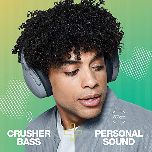 Skullcandy Crusher Evo Over-Ear Wireless Headphones with Sensory Bass, 40 Hr Battery, Microphone, Works with iPhone Android and Bluetooth Devices - Chill Grey