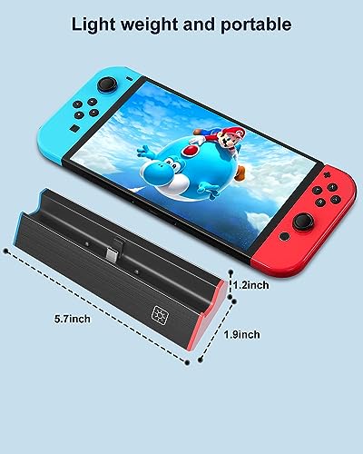 TV Docking Station for Nintendo Switch/Switch OLED,Portable Charging Dock Station Base with LAN PORT/4K HDMI Adapter/USB 2.0 /Type C Port,Replacement for Official Switch Dock (1000Mbps Ethernet Port)