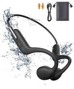 bone conduction headphones, wireless open-ear headphones, bluetooth 5.3 with mic - mp3 play built-in 32gb memory, ipx8 waterproof sports headphones for gym workout swimming running cycling.