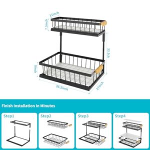 Bravace Under Sink Organizer and Storage - 2-Tier Pull Out Cabinet Organizer with Sliding Drawer L-shape Sliding Shelf Storage Under Bathroom Sink Storage for Kitchen Bathroom(White)