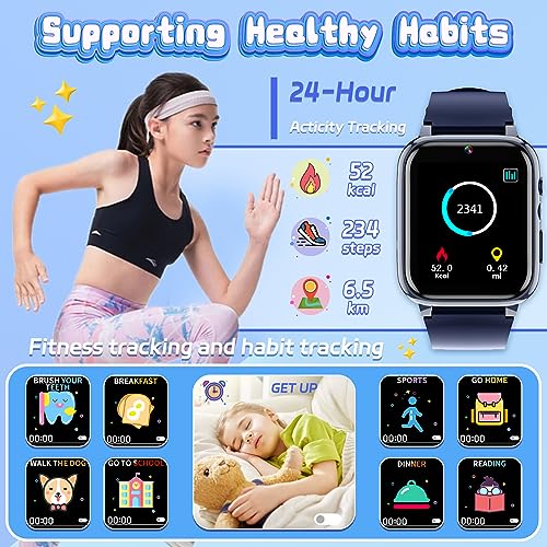 JYNZYUPO Smart Watch for Kids,1.7" Smart Watch Toys with 26 Games Camera Video Recorder Music Alarm Calculator Calendar Flashlight Stopwatch Pedometer Gift Toys for 3-12 Years Old Boys and Girls