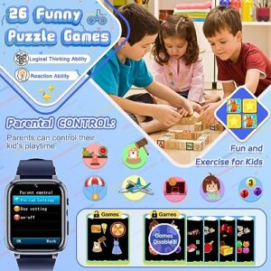 JYNZYUPO Smart Watch for Kids,1.7" Smart Watch Toys with 26 Games Camera Video Recorder Music Alarm Calculator Calendar Flashlight Stopwatch Pedometer Gift Toys for 3-12 Years Old Boys and Girls