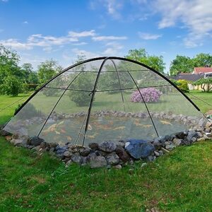 YITAHOME 12x9FT Pond Net Pond Cover Dome Balcony Koi Ponds Covers with 3 Zipper Doors and Storage Bags, Fish Pond Leaf Netting Cover Dome Net