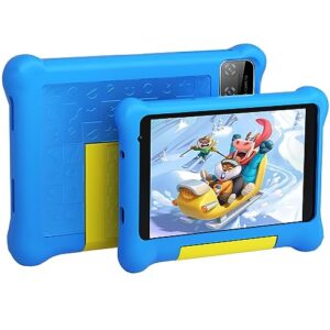 higrace kids tablet, 7 inch tablet for kids, android 12 kids tablet 2gb ram + 32gb rom, hd display, quad core, bluetooth, dual camera, wi-fi tablet for toddler - blue