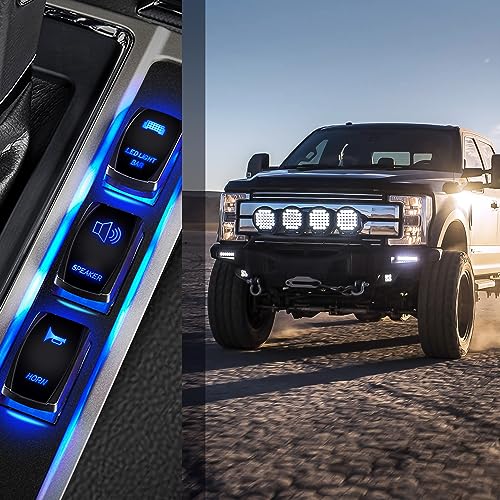 Nilight Speaker Rocker Switch Led Light Bar Switch 5 Pin Laser On Off SPST switches 20A/12V 10A/24V Switch Blue with Jumper Wires Set for Cars Trucks Boats ATVs UTVs RVs, 2 Years Warranty