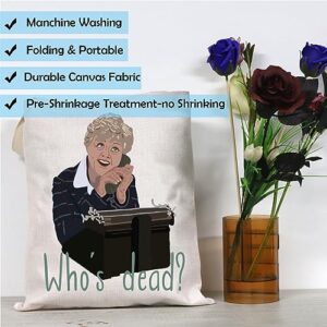 Murder TV Show Inspired Gift TV Murder Mystery Series Gift Jessica Fletcher Fan Gift Who’s Dead Jessica Fletcer Tote Bag (Who’s Dead Tote)