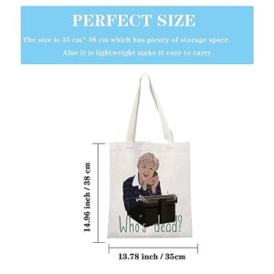 Murder TV Show Inspired Gift TV Murder Mystery Series Gift Jessica Fletcher Fan Gift Who’s Dead Jessica Fletcer Tote Bag (Who’s Dead Tote)