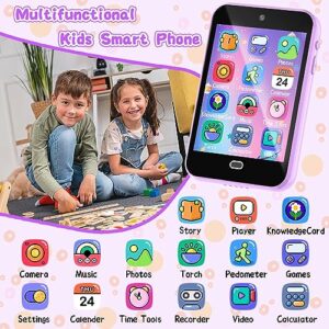 JYNZYUPO Kids Smart Phone Learning Toy Phone Gifts for Girls 3 4 5 6 Year Old Phone Touchscreen Learning Toy Christmas Birthday Gifts for 3 4 5 6 7 8 9 Year Old Girls with 8G SD Card