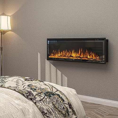 Clihome 50in Electric Fireplace Luxury Fire Places Electric Fireplace Inserts Electric Fireplace Heater Fireplace Decor Fireplace Heater with Timer, Remote Control, Adjustable Flame Color