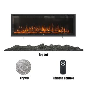 Clihome 50in Electric Fireplace Luxury Fire Places Electric Fireplace Inserts Electric Fireplace Heater Fireplace Decor Fireplace Heater with Timer, Remote Control, Adjustable Flame Color